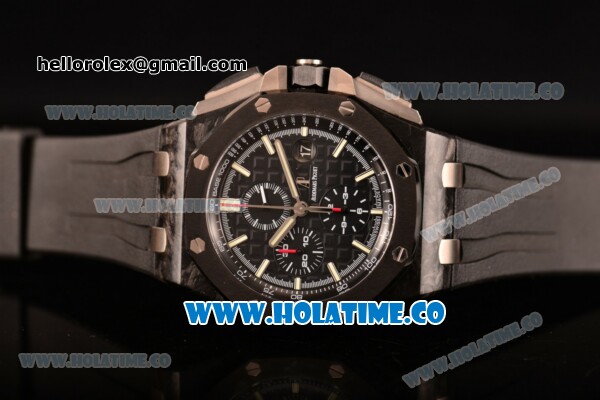 Audemars Piguet Royal Oak Offshore Chronograph Swiss Valjoux 7750 Automatic Carbon Fiber Case with Black Rubber Strap and White Stick Markers - 1:1 Original (Z) - Click Image to Close